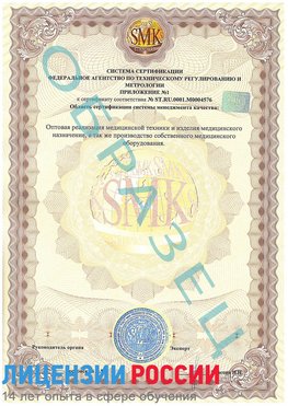 Образец сертификата соответствия (приложение) Кольчугино Сертификат ISO 13485